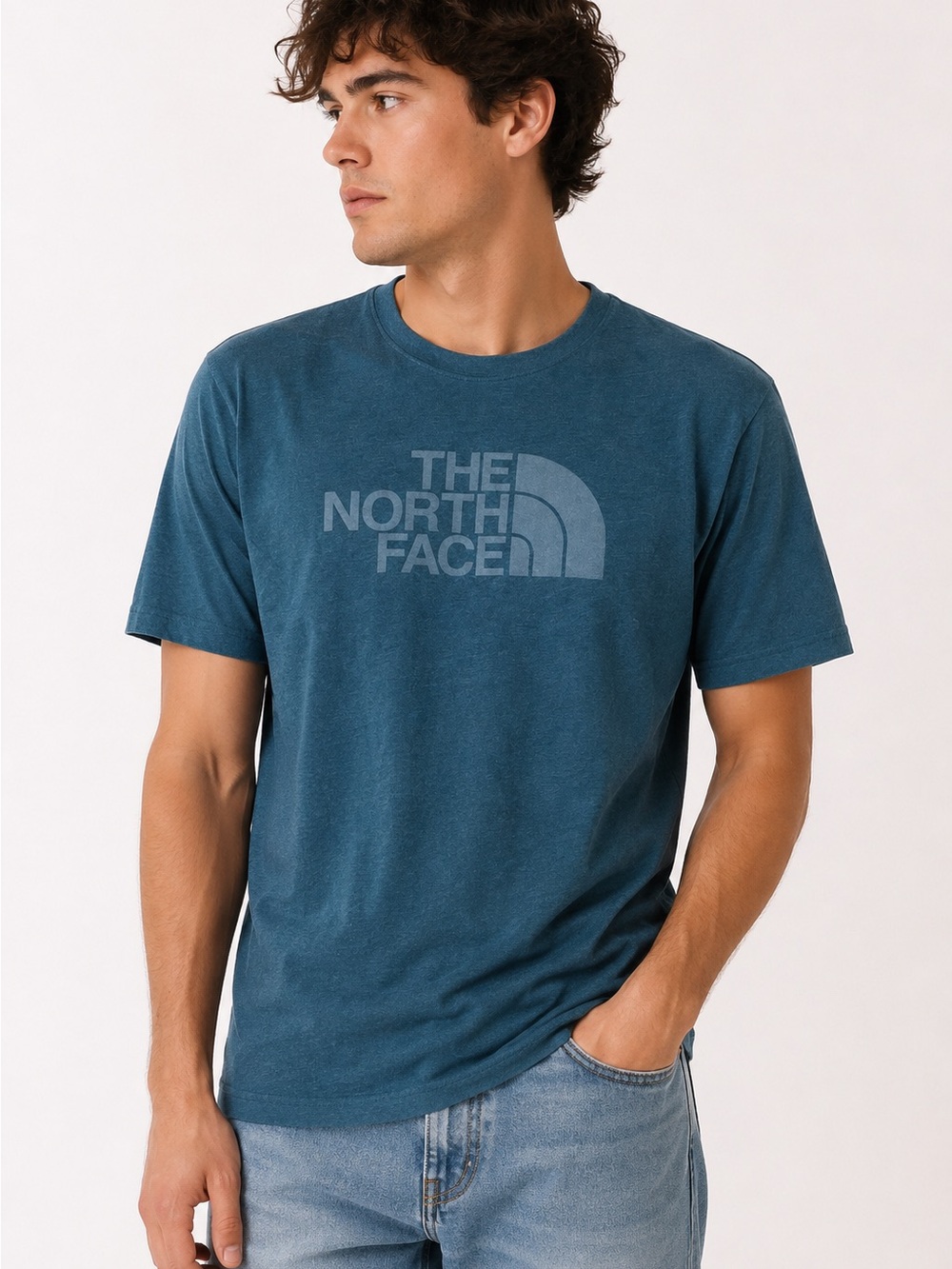The North Face Men’s Medium Blue Logo Graphic T-Shirt Classic Fit Tee